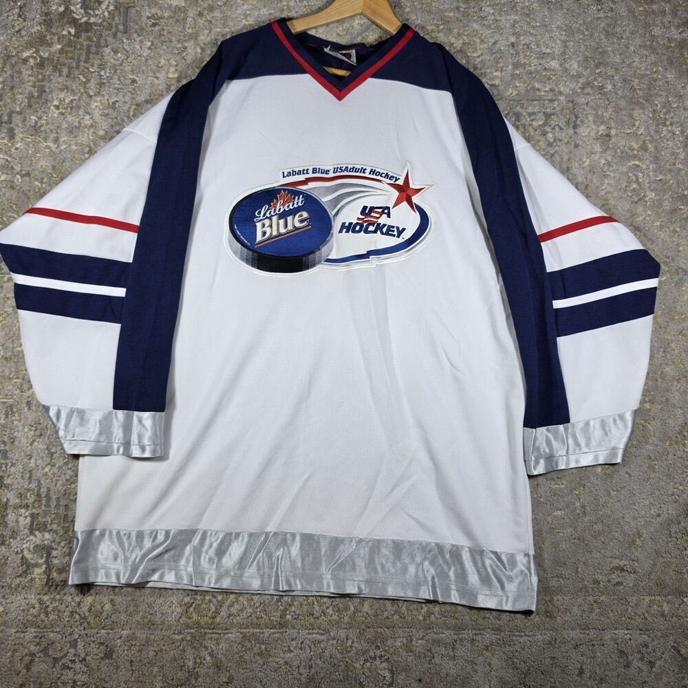 K1 Labatt Blue USA Hockey Pond Hockey White Jersey Size XXL
